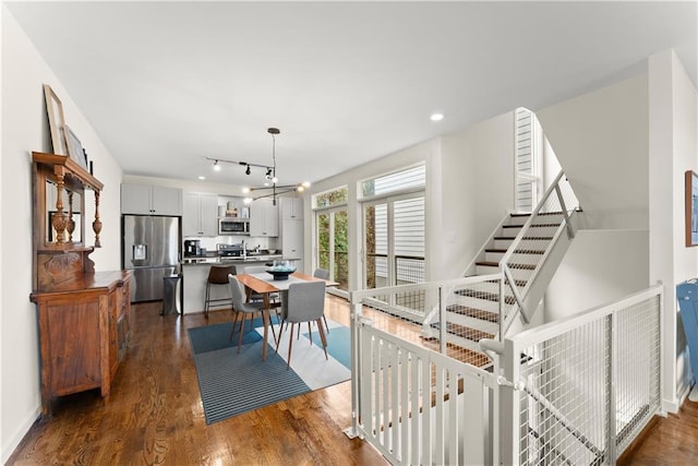 1382 Stirling Cir NW, Atlanta, GA 30318 - dining area featuring dark wood-style floors and recessed lighting