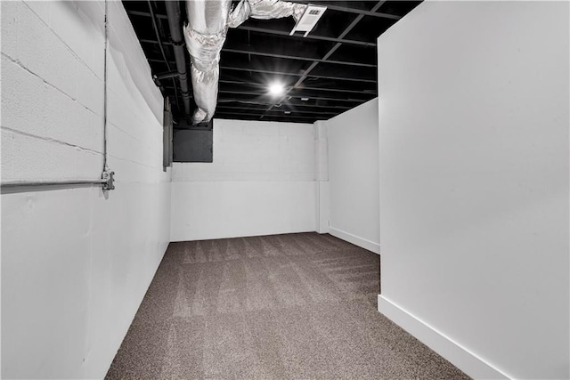 basement with carpet