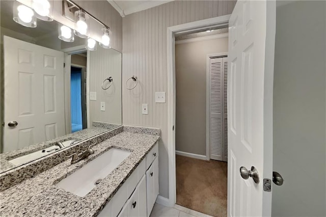 2041 Kramer Way, Marietta, GA 30062 - bathroom featuring crown molding, baseboards, and vanity