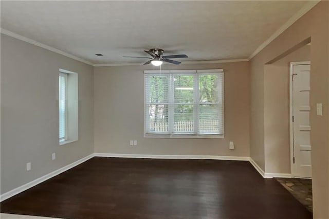 2041 Kramer Way, Marietta, GA 30062 - spare room featuring dark wood-style flooring, a ceiling fan, baseboards, and ornamental molding