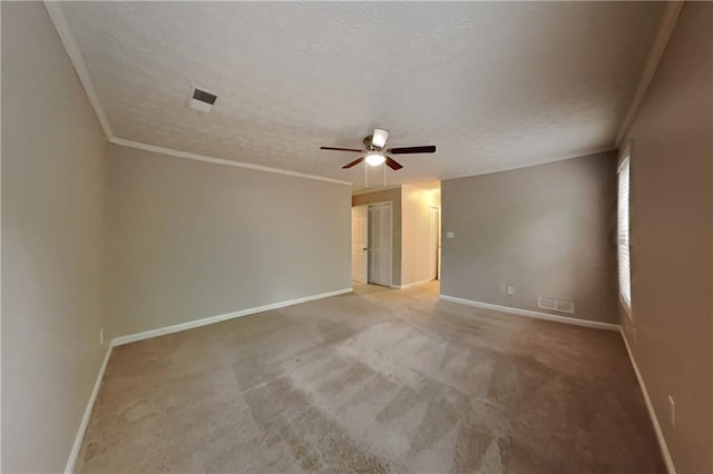 2041 Kramer Way, Marietta, GA 30062 - carpeted empty room featuring baseboards, a ceiling fan, a textured ceiling, and crown molding
