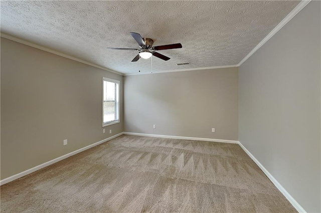 2041 Kramer Way, Marietta, GA 30062 - unfurnished room featuring crown molding, a ceiling fan, a textured ceiling, light colored carpet, and baseboards