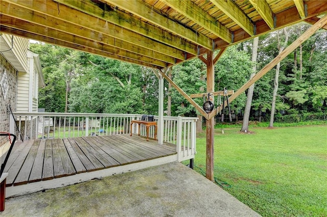 4444 Lisa Way NW, Lilburn, GA 30047 - wooden deck with a lawn