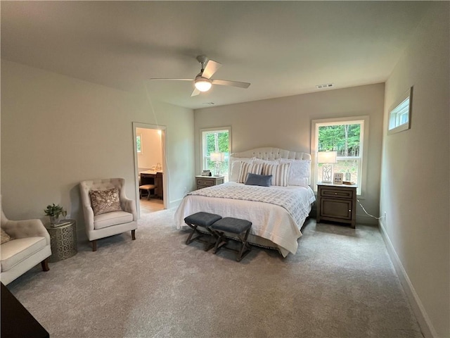 1005 Liberty Springs Dr, Woodstock, GA 30188 - bedroom featuring multiple windows, carpet flooring, a ceiling fan, and ensuite bathroom