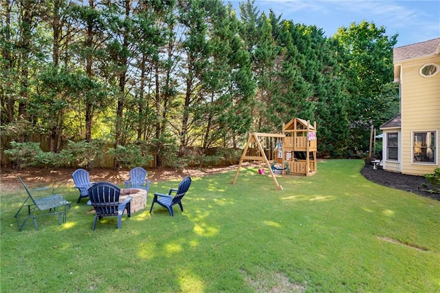 2740 Greymont Ct, Cumming, GA 30041 - view of yard with a playground and a fire pit