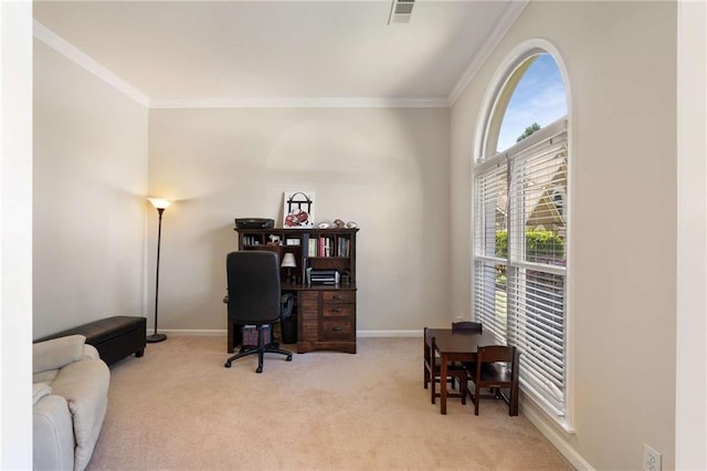 2740 Greymont Ct, Cumming, GA 30041 - office with ornamental molding and carpet floors