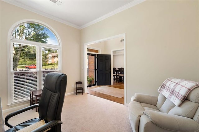 2740 Greymont Ct, Cumming, GA 30041 - carpeted office space with ornamental molding and baseboards