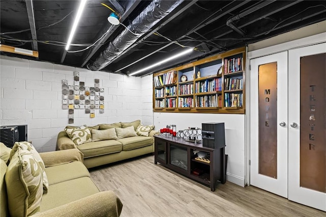 living area featuring wood finished floors
