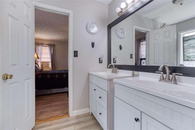 bathroom featuring vanity and wood-type flooring