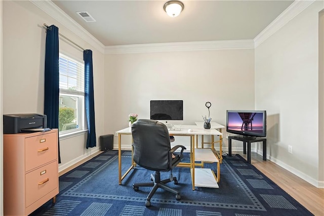 5322 Burrus Ln SW, Mableton, GA 30126 - office space featuring crown molding, baseboards, and dark wood-style floors