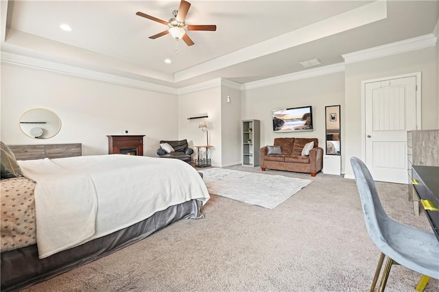 5322 Burrus Ln SW, Mableton, GA 30126 - bedroom with a raised ceiling, carpet, ornamental molding, recessed lighting, and baseboards