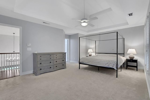 11280 Brookhollow Trl, Alpharetta, GA 30022 - bedroom featuring a chandelier, a raised ceiling, and carpet flooring