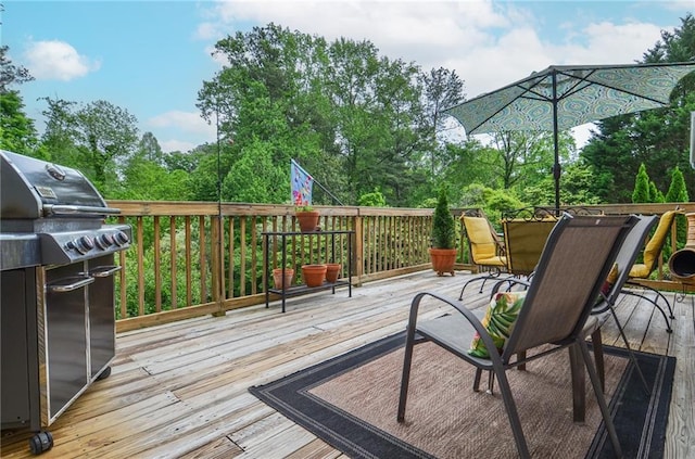 deck featuring area for grilling