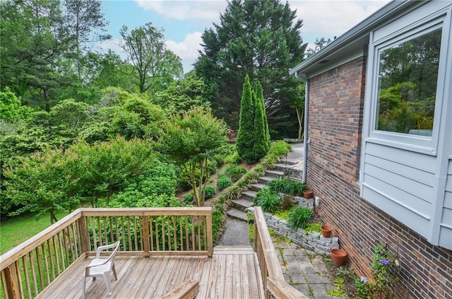 deck featuring stairs