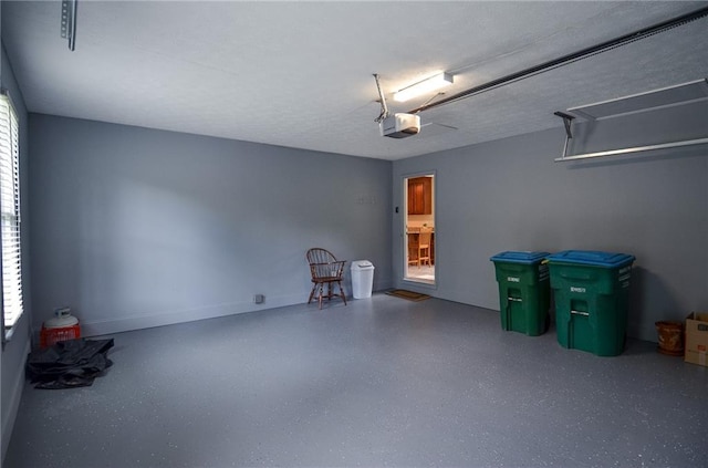 garage with a garage door opener