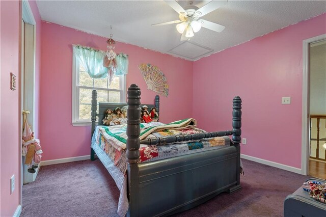 bedroom with carpet and ceiling fan