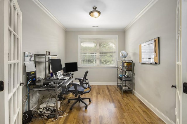 212 Westwind Dr, Newnan, GA 30263 - office area with ornamental molding and wood finished floors