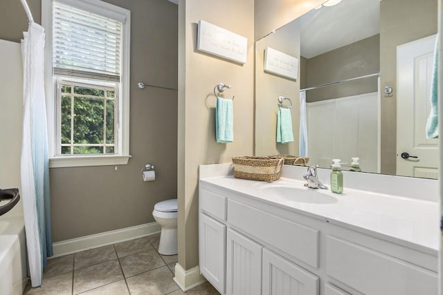 212 Westwind Dr, Newnan, GA 30263 - bathroom with vanity, tile patterned flooring, and shower / tub combo