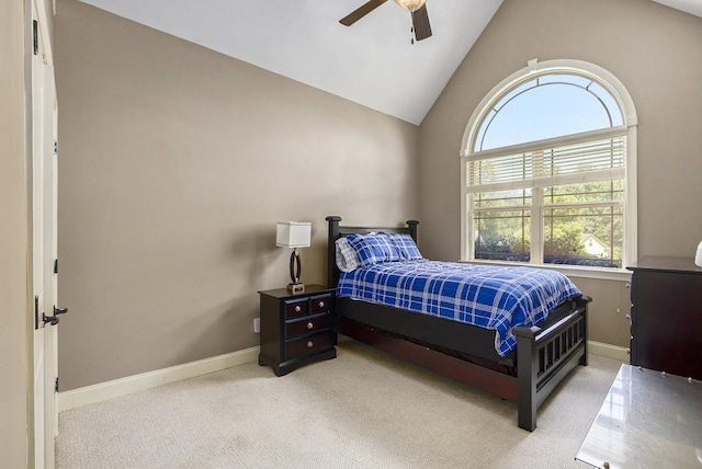 212 Westwind Dr, Newnan, GA 30263 - bedroom with carpet floors, lofted ceiling, and ceiling fan