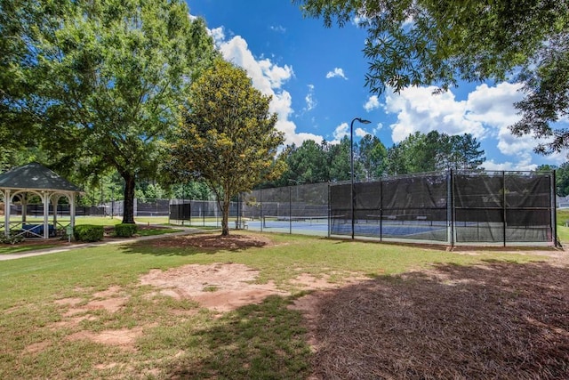 212 Westwind Dr, Newnan, GA 30263 - view of yard with a tennis court and a gazebo