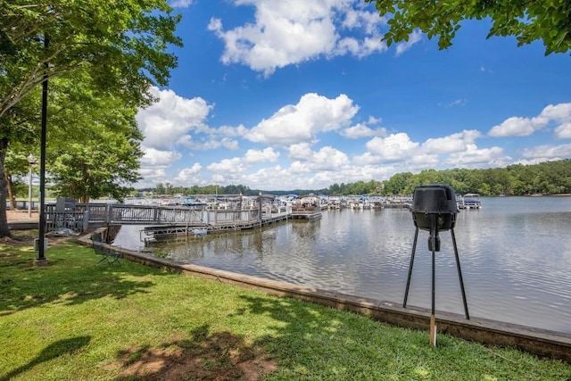 212 Westwind Dr, Newnan, GA 30263 - dock featuring a water view and a lawn