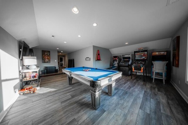 149 Avalon Way, Sharpsburg, GA 30277 - recreation room with billiards, wood finished floors, baseboards, and recessed lighting