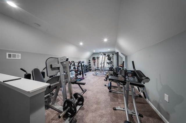 149 Avalon Way, Sharpsburg, GA 30277 - workout area with vaulted ceiling, carpet flooring, and recessed lighting