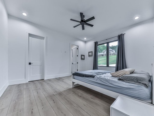 106 Belmont Dr, Canton, GA 30115 - bedroom featuring light wood-style floors, recessed lighting, and ceiling fan