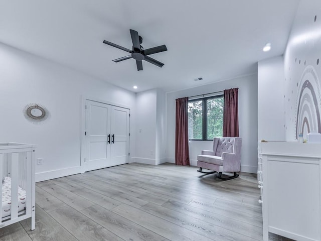 106 Belmont Dr, Canton, GA 30115 - bedroom with light wood-style flooring, recessed lighting, and ceiling fan