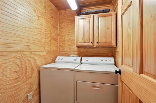 929 Hickory Nut Mountain Rd, Tallulah Falls, GA 30573 - washroom with cabinet space, separate washer and dryer, wooden walls, and wooden ceiling
