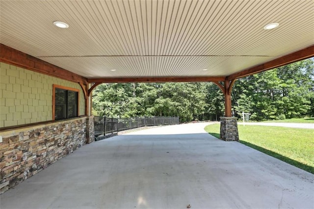 929 Hickory Nut Mountain Rd, Tallulah Falls, GA 30573 - view of patio / terrace with an attached carport and view of scattered trees