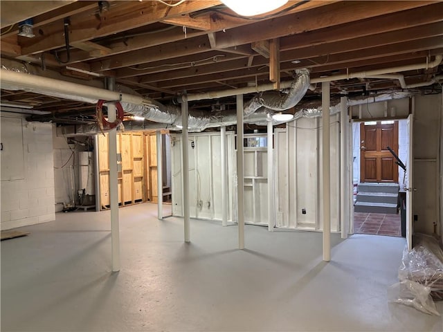 view of unfinished basement