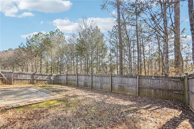 view of yard with a patio area and a fenced backyard