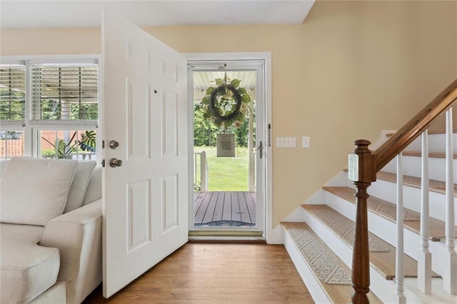 86 Sleepy Hollow Rd, Dahlonega, GA 30533 - entrance foyer with wood finished floors and stairway