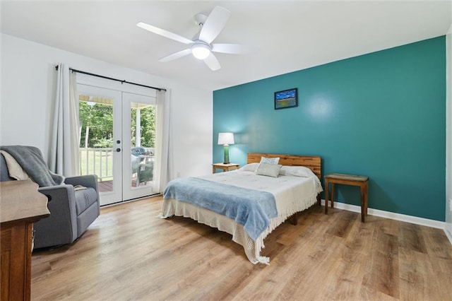 86 Sleepy Hollow Rd, Dahlonega, GA 30533 - bedroom featuring french doors, access to exterior, wood finished floors, and a ceiling fan