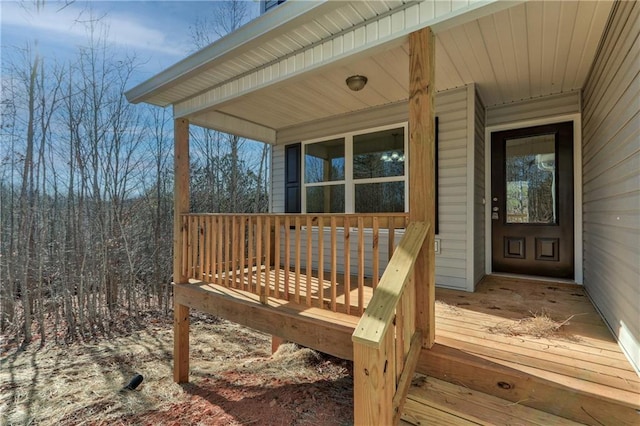 wooden terrace with covered porch