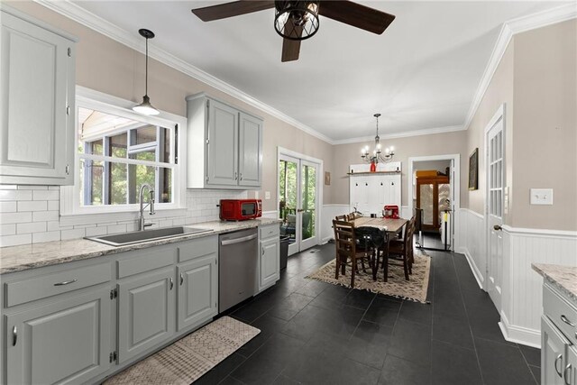 1536 Enota Ave, Gainesville, GA 30501 - office with baseboards, ornamental molding, and dark wood finished floors
