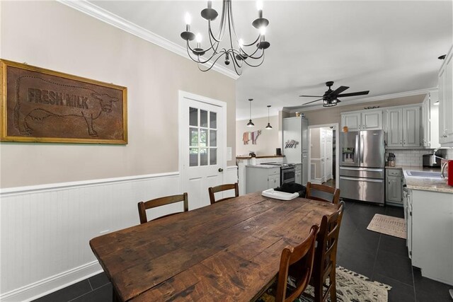 1536 Enota Ave, Gainesville, GA 30501 - office featuring crown molding, dark wood-style flooring, and baseboards