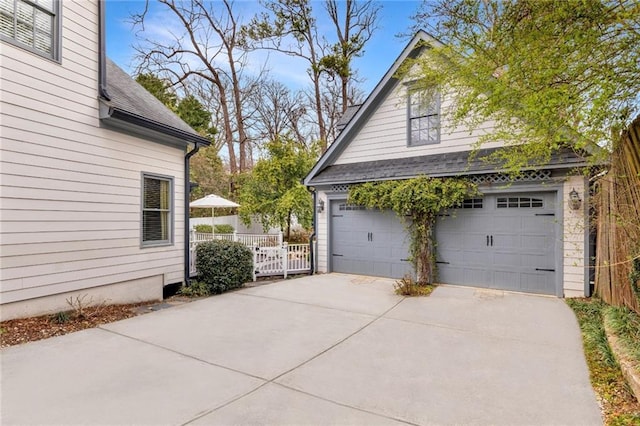 garage with fence