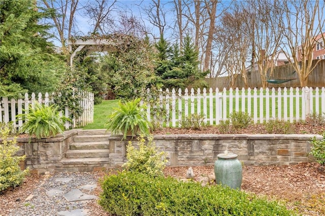 view of yard featuring fence