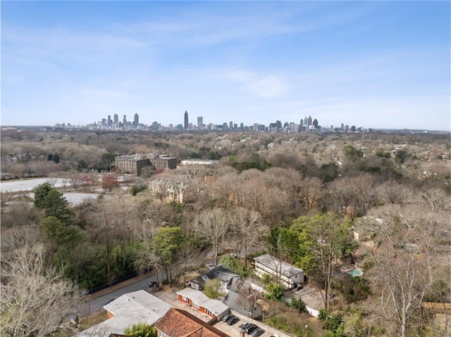 drone / aerial view featuring a city view