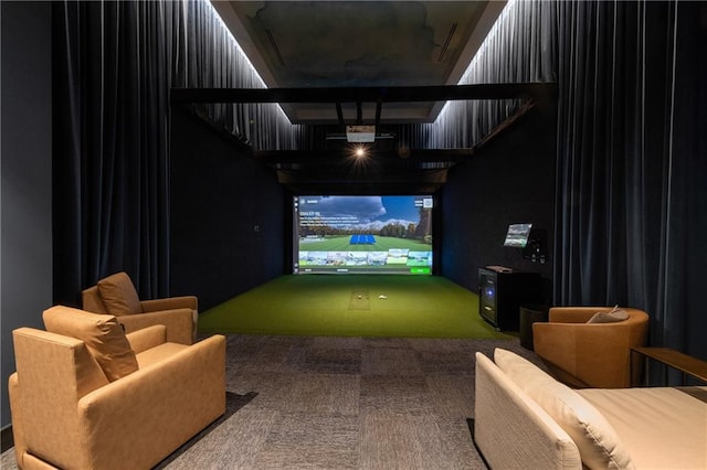 2425 Peachtree Rd NE Unit 1503, Atlanta, GA 30305 - home theater with golf simulator and carpet floors