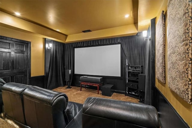 view of carpeted home theater