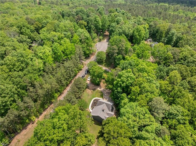aerial view with a wooded view