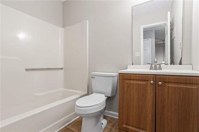 801 Hemingway Rd, Stone Mountain, GA 30088 - bathroom with toilet, shower / bathtub combination, tile patterned flooring, and vanity