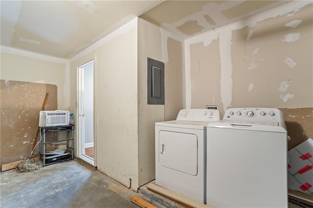 801 Hemingway Rd, Stone Mountain, GA 30088 - washroom with washer and dryer, laundry area, electric panel, and a wall mounted AC