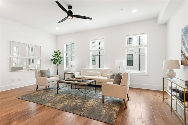 1032 Robert Smalls Way, Atlanta, GA 30318 - living room with baseboards, ceiling fan, wood finished floors, and recessed lighting