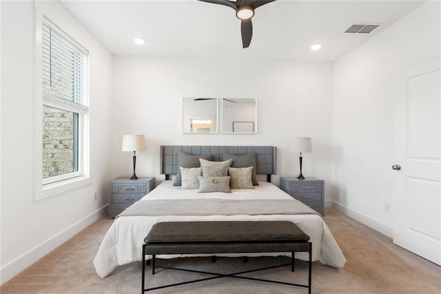 1032 Robert Smalls Way, Atlanta, GA 30318 - bedroom featuring light colored carpet, baseboards, a ceiling fan, and recessed lighting