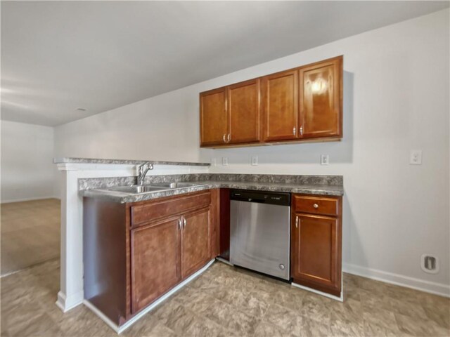 kitchen with stainless steel dishwasher and sink