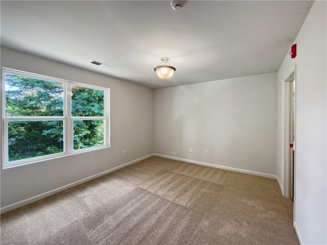 spare room featuring light carpet